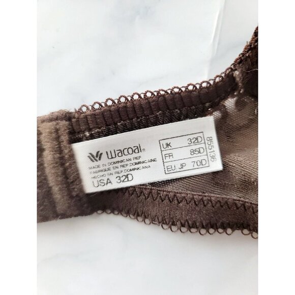 Wacoal Beyond Basic 855136 Lace Underwire Unpadded Unline Sheer Brown Bra 32D - Picture 11 of 12